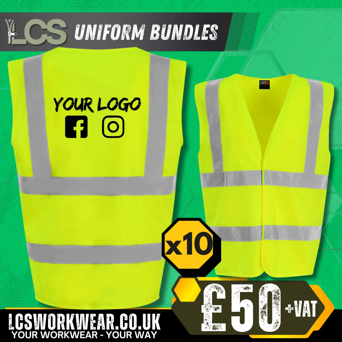 10x Hi Vis Vest With Printed Logo
