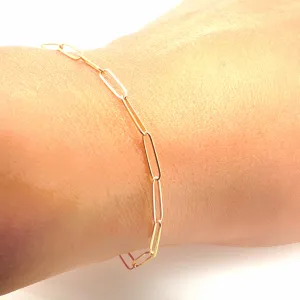 14K Gold 2.60mm Paperclip Chain Bracelet