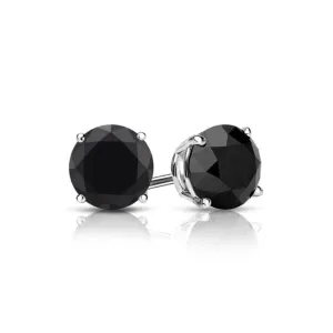 14K White Gold (0.25ct - 2.00ct) Black Diamond Solitaire Stud Earrings