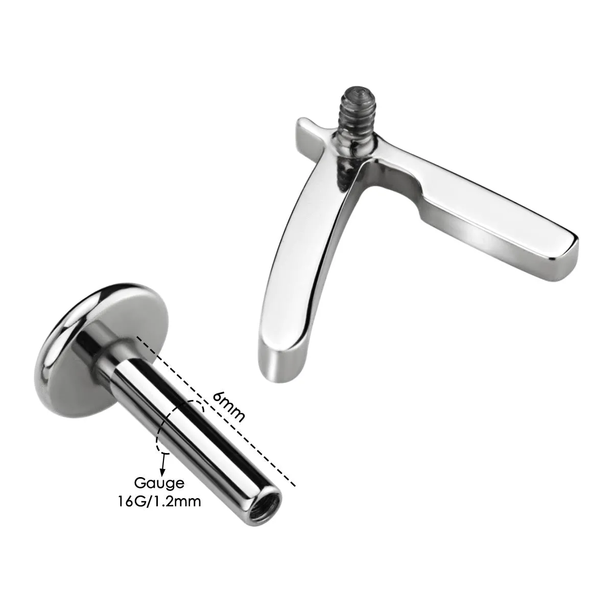 16G Titanium Internally Threaded Razor Cartilage Stud
