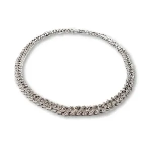 18K White Gold Diamond Cuban Link Necklace
