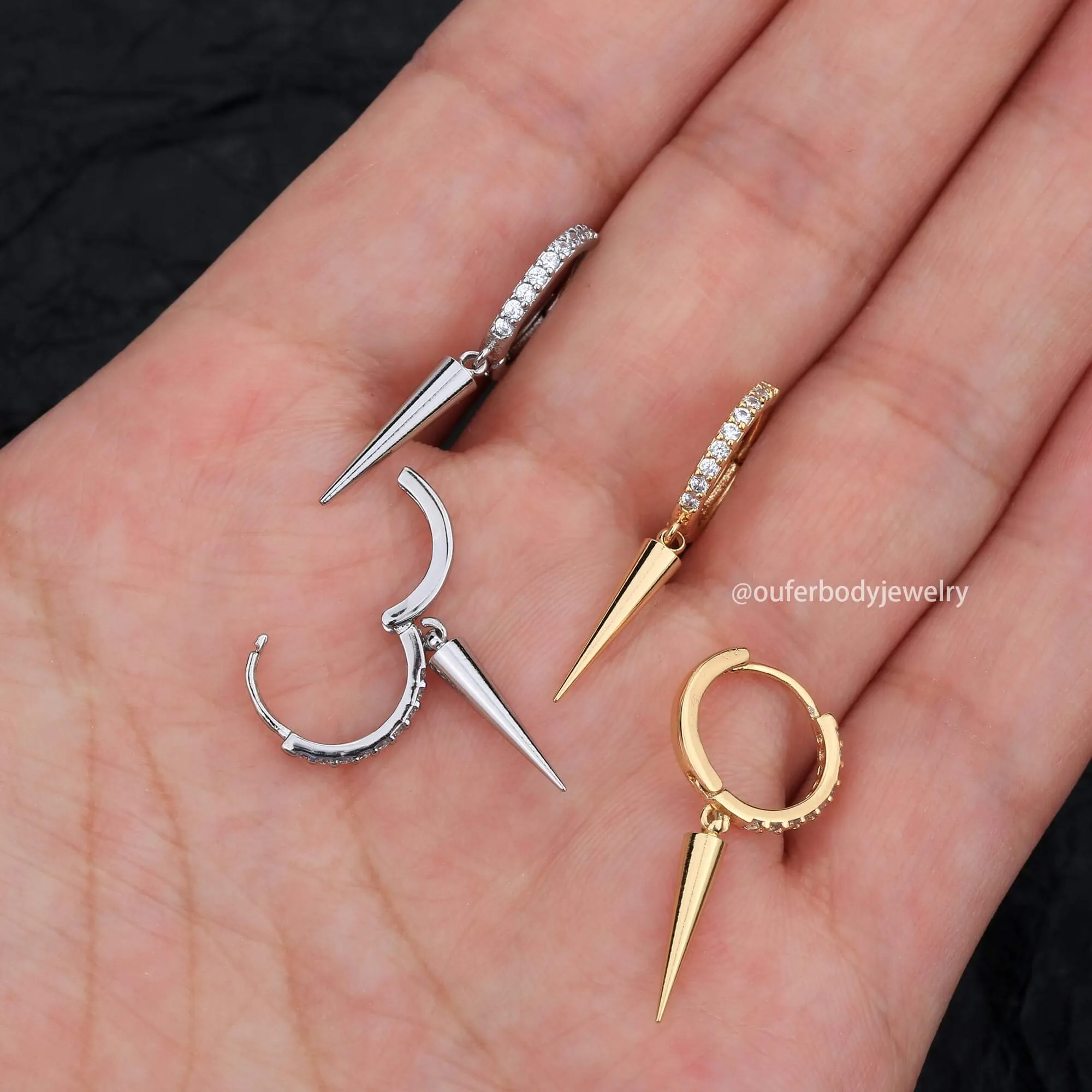 20G 2PCS Sleek Cone Dangle Drop Earrings