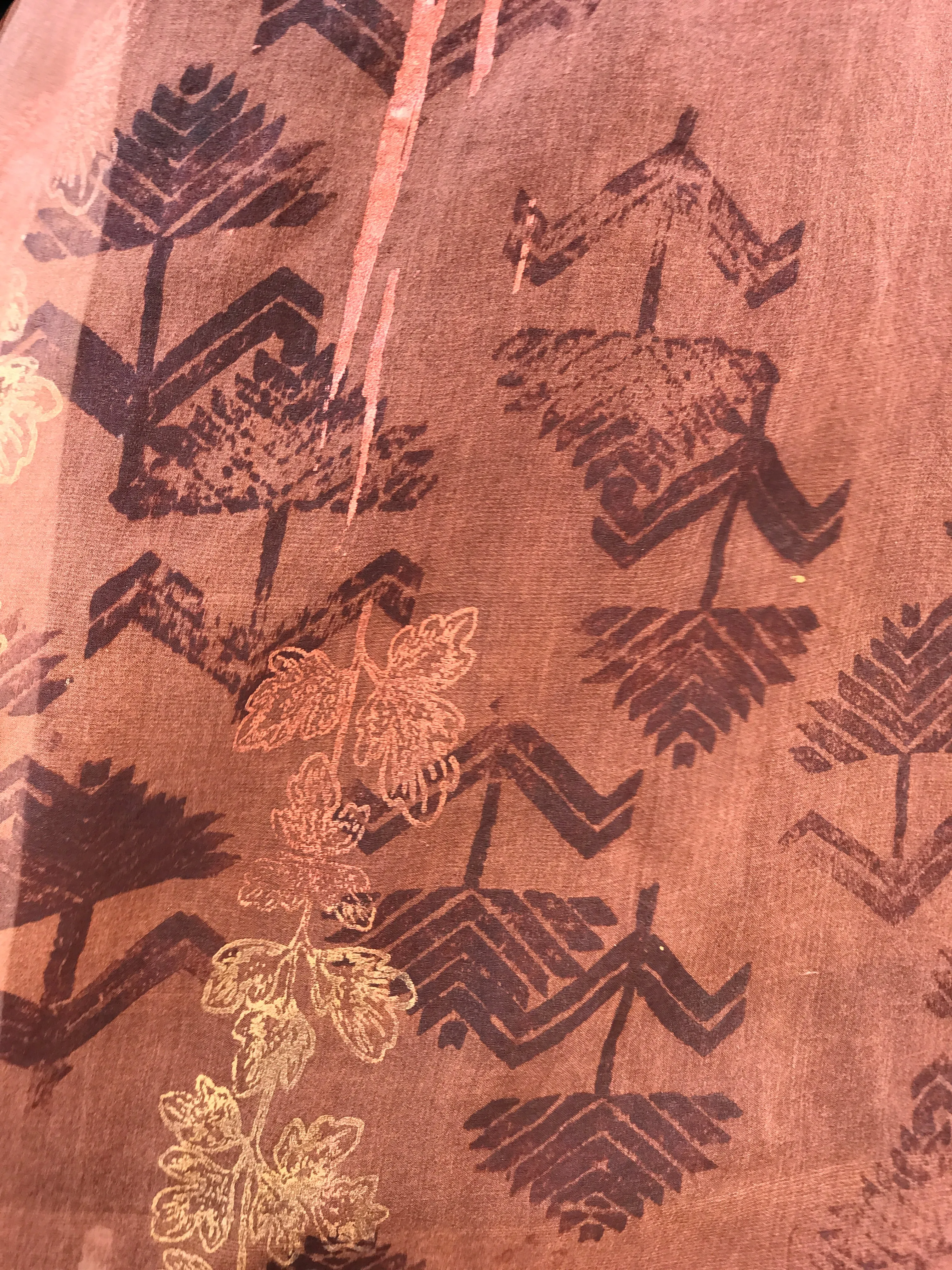 6113 B Organza Shift-Terra Cotta with pyramid print