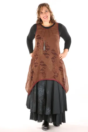 6113 B Organza Shift-Terra Cotta with pyramid print