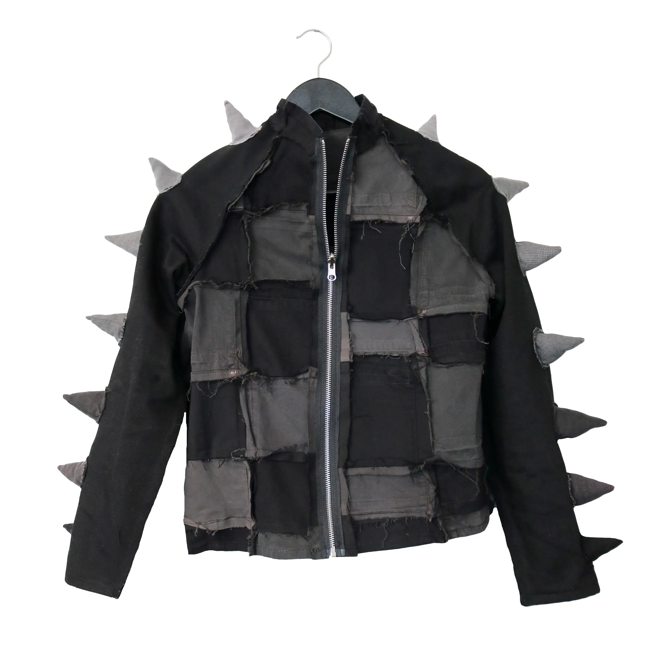 A Box Full Of Sharp Objects - Upcycled Denim Jacket with Soft Spikes