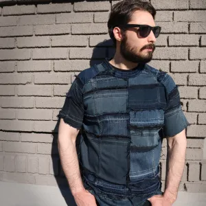 A Call To Arms - Reversible, genderfree upcycled denim t-shirt