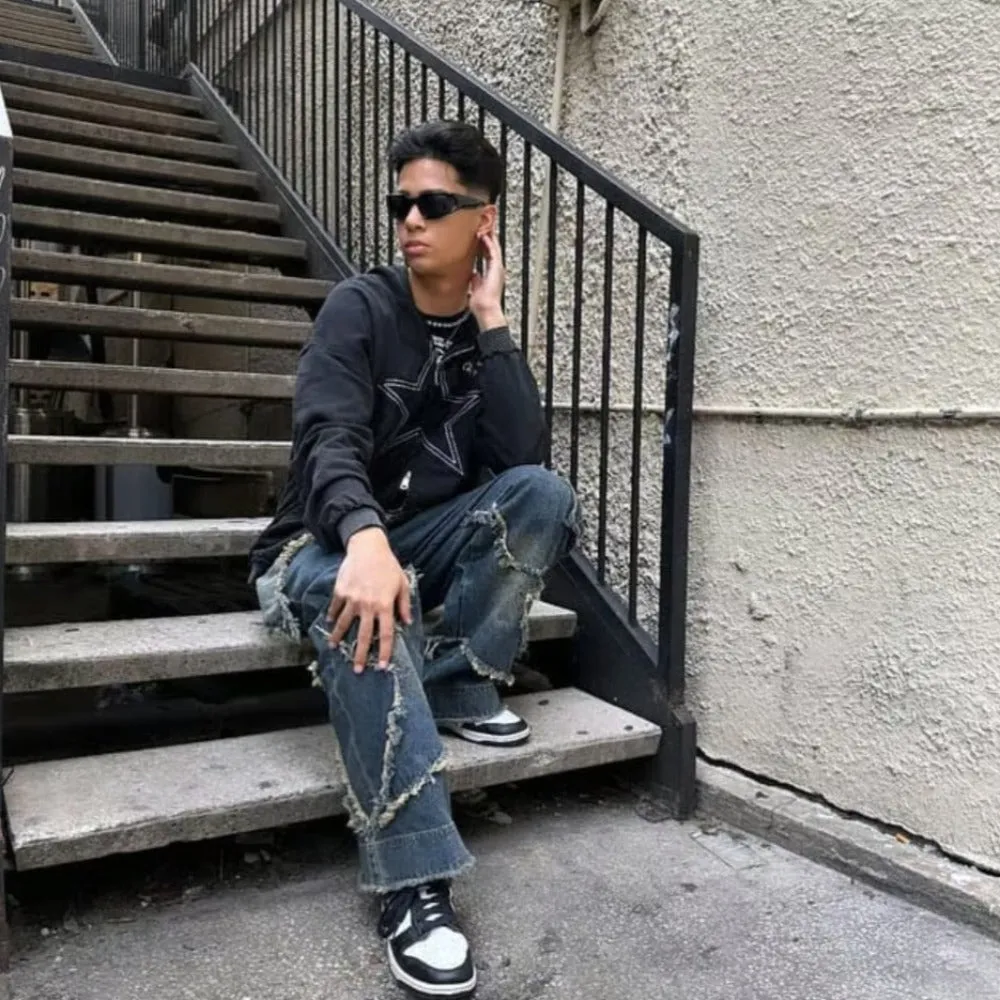 American Distressed Stars Solid Color Hoodie