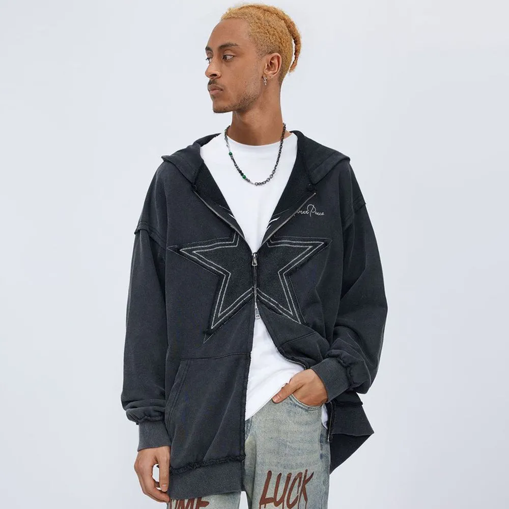 American Distressed Stars Solid Color Hoodie