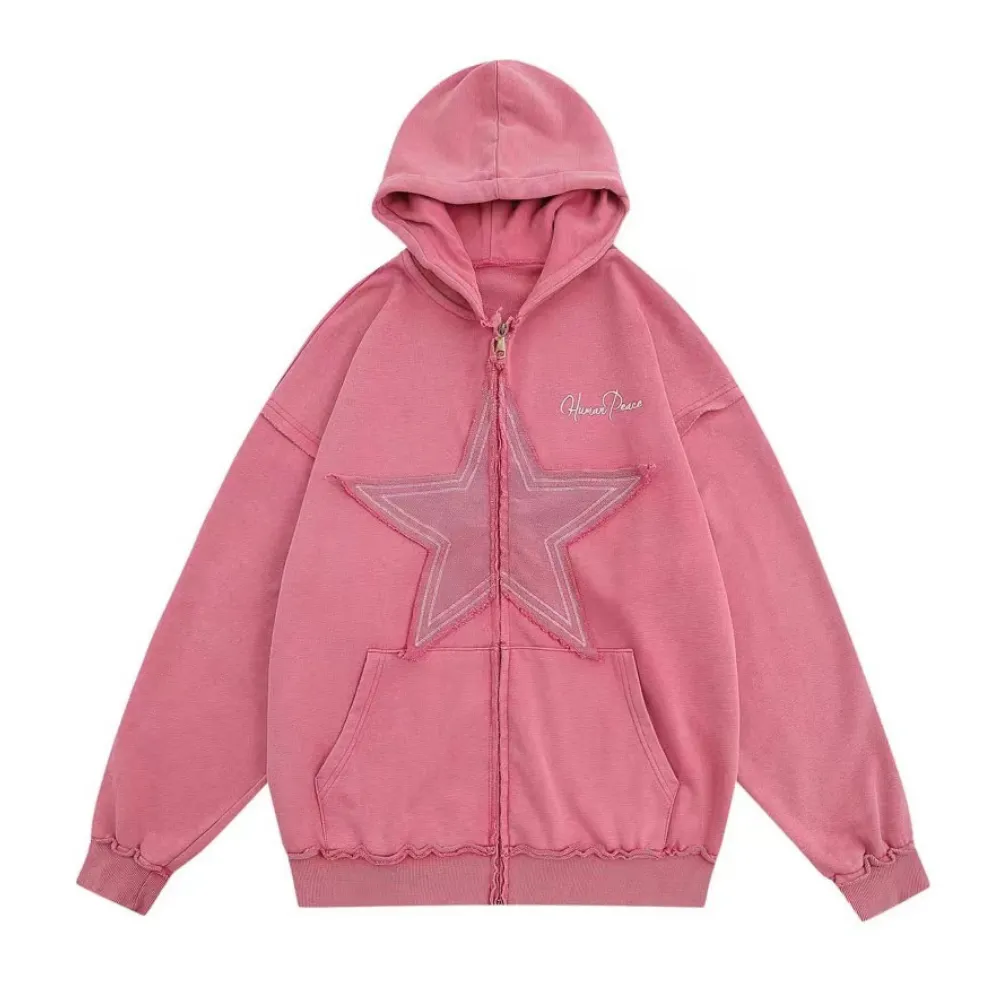 American Distressed Stars Solid Color Hoodie