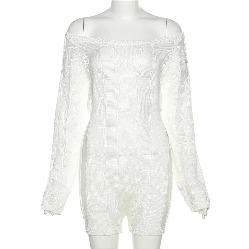 Backless Distressed Romper for Women See Through Playsuit Backless Sexy Skinny  Playsuit Party Clubwear