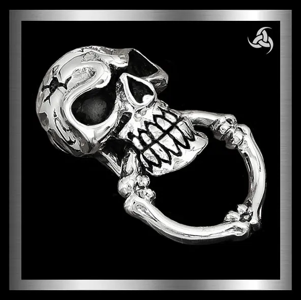 Biker Skull Wallet Chain Connector Concho Sterling Silver
