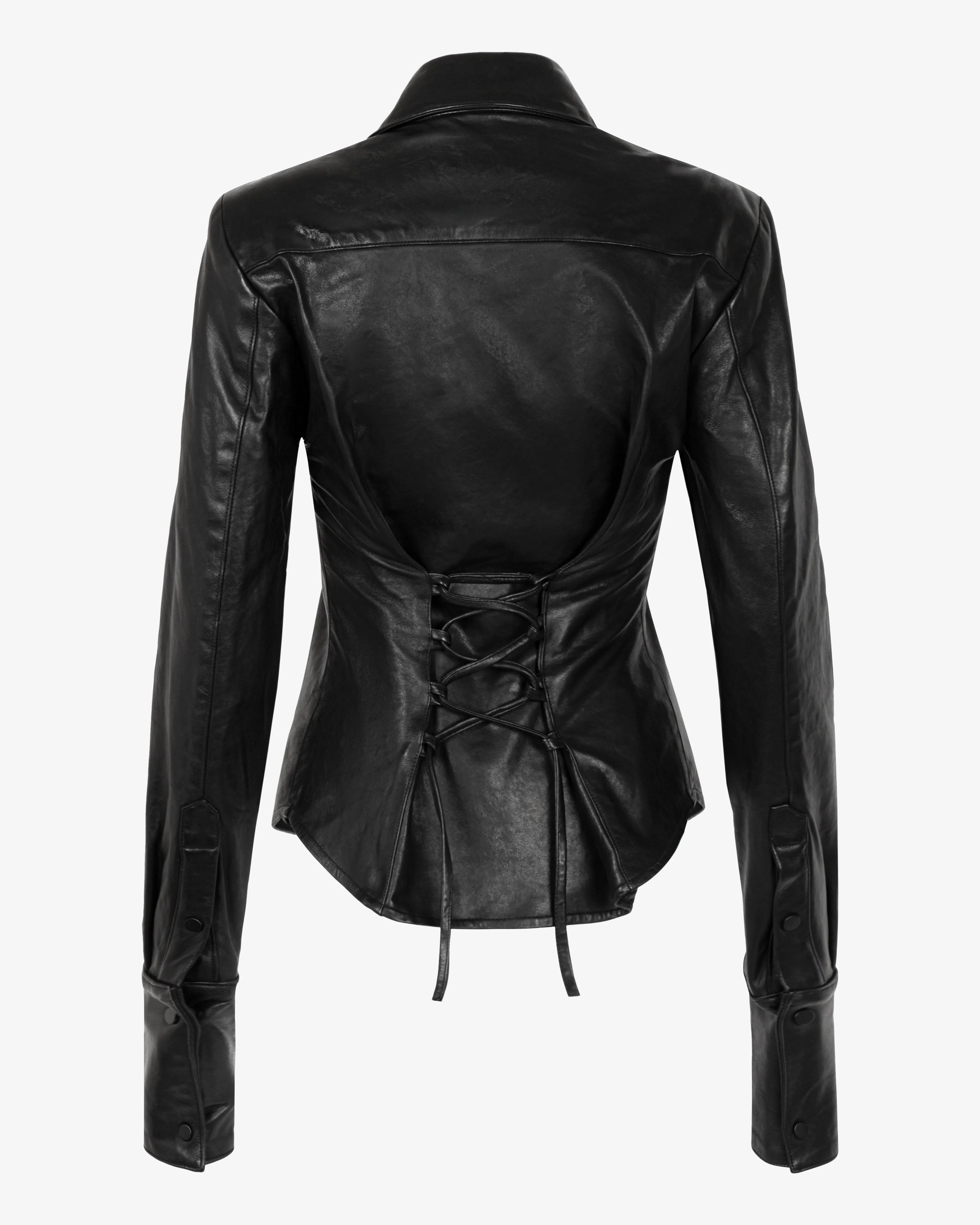 Black Calf Leather Top