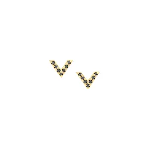 Black Diamond Dagger Studs | Yellow Gold