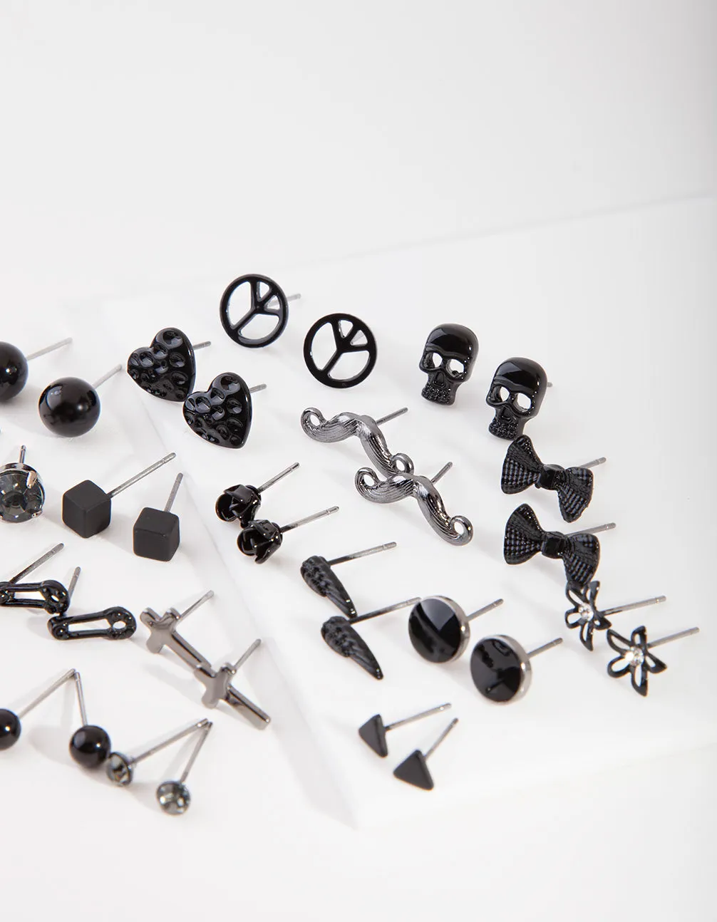 Black Mismatch Bowtie Earring 20-Pack