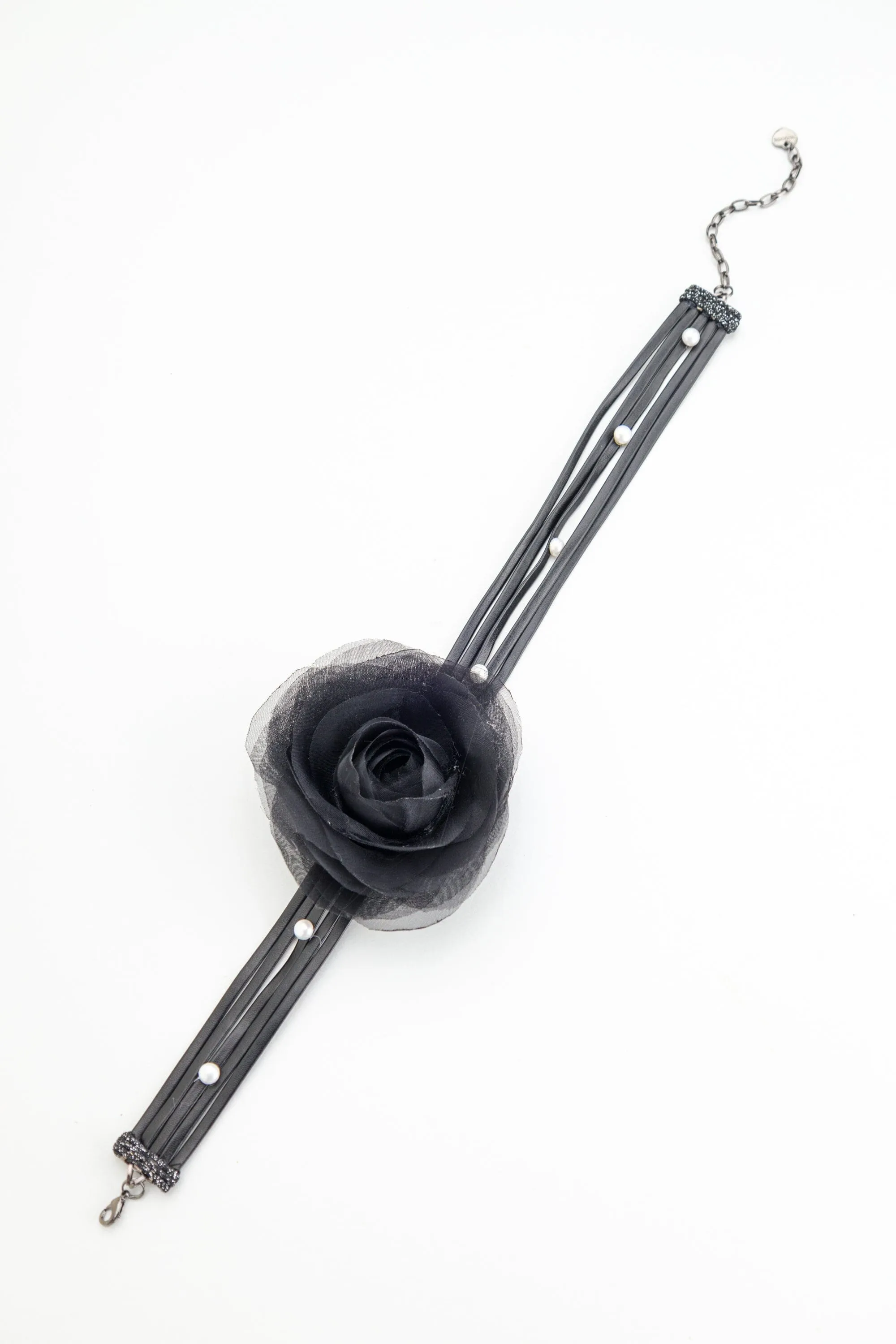 Black Rose Silver Stud Choker