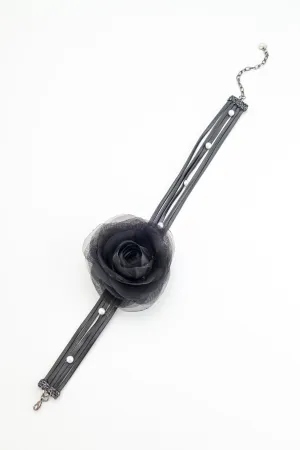 Black Rose Silver Stud Choker