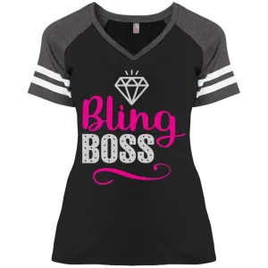 Bling Boss Tee Shirt With Stripes Sizes To 4XL