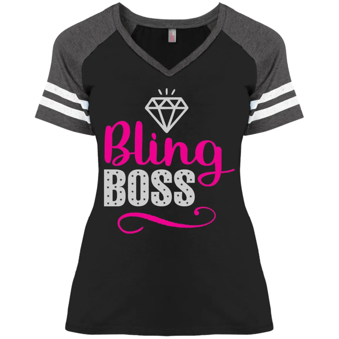 Bling Boss Tee Shirt With Stripes Sizes To 4XL