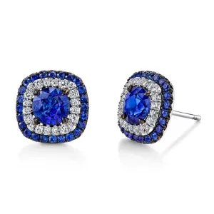 Blue Sapphire and Diamond Studs