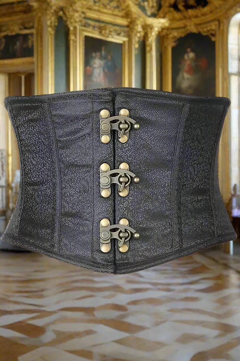 Brocade Steel Boned Mini Cincher with Clasps