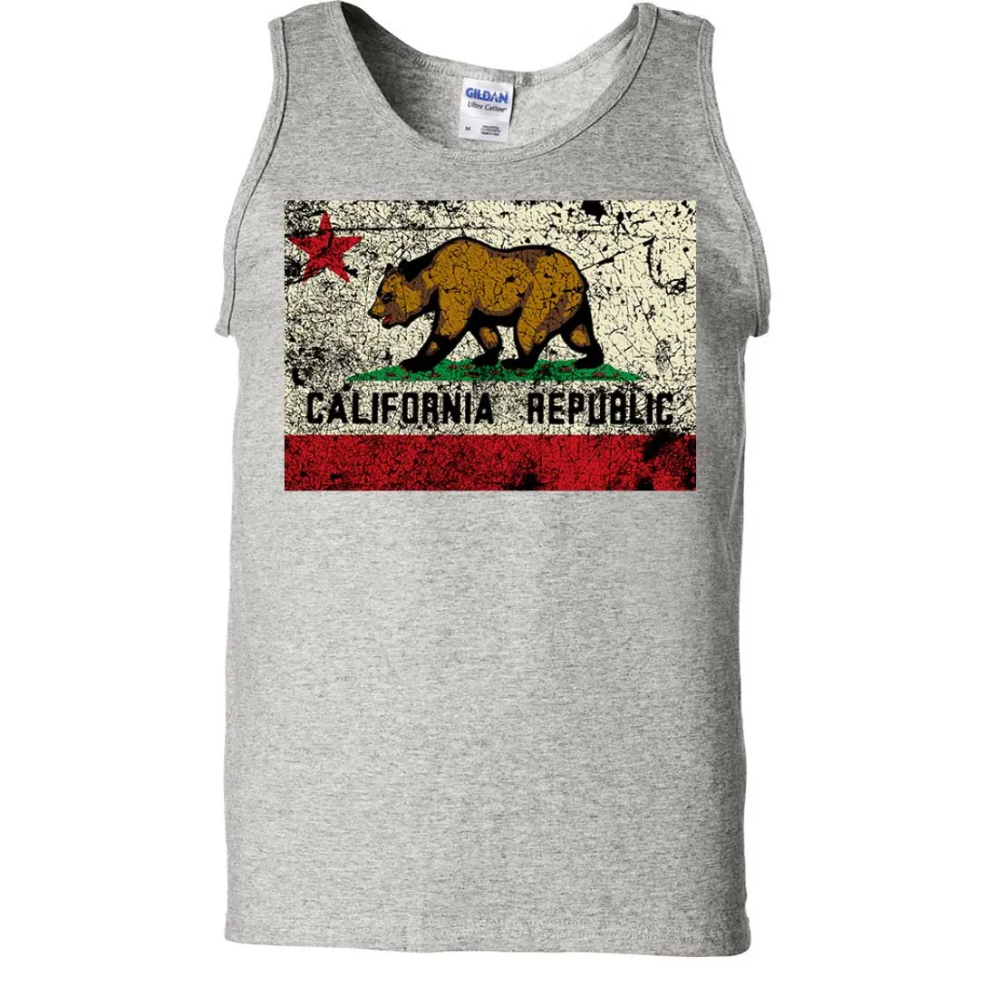 California State Flag Distressed Asst Colors Tank Top