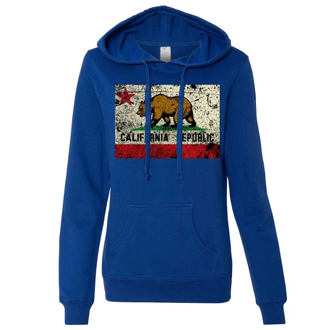 California State Flag Distressed Ladies Fitted Hoodie
