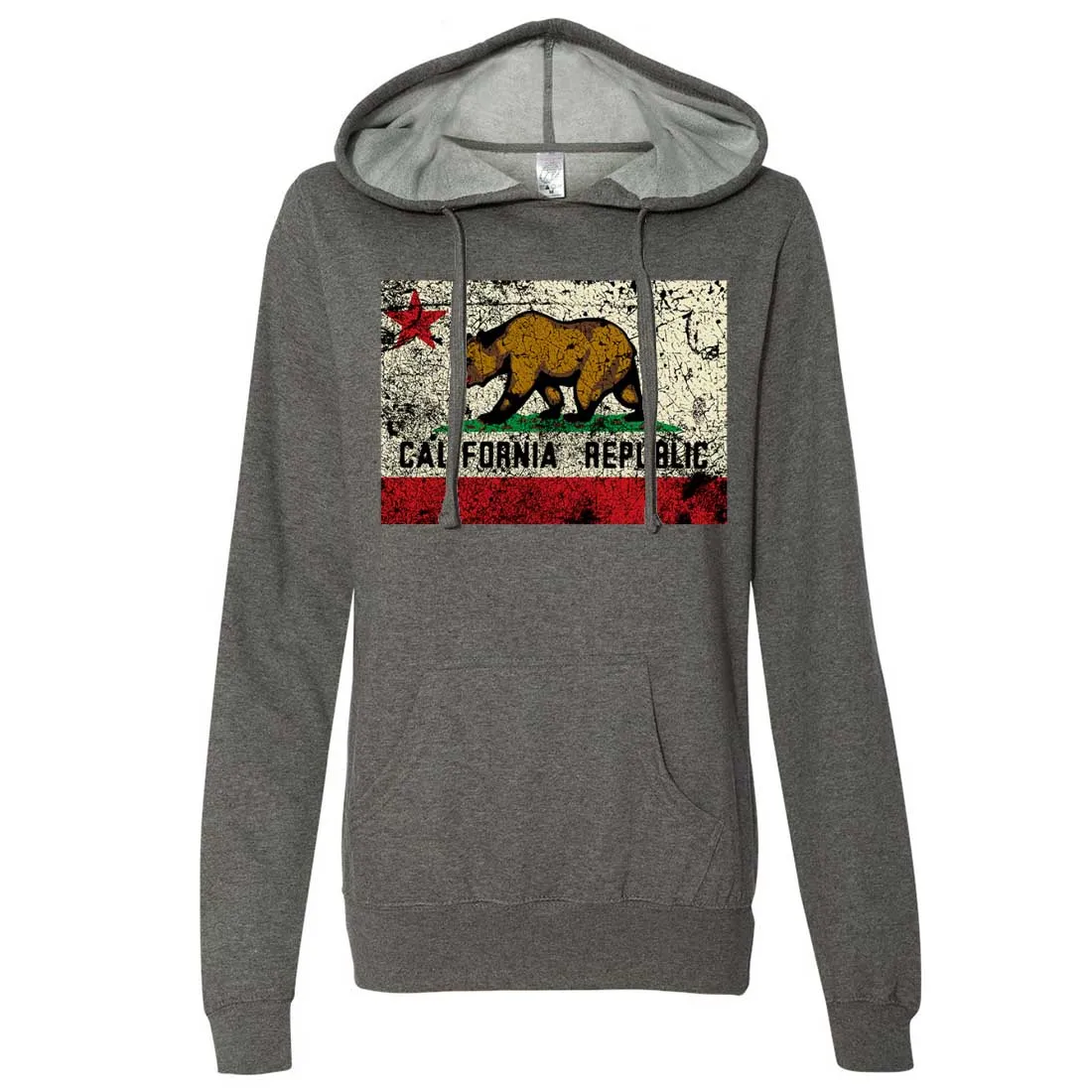 California State Flag Distressed Ladies Fitted Hoodie