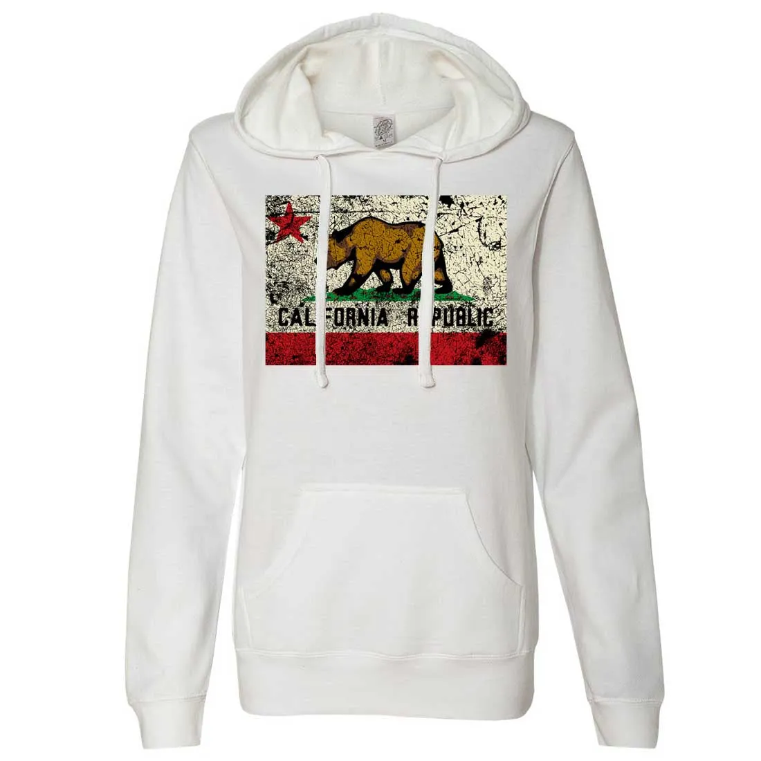 California State Flag Distressed Ladies Fitted Hoodie