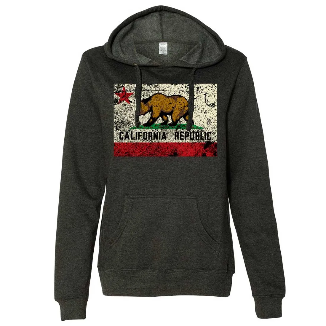 California State Flag Distressed Ladies Fitted Hoodie