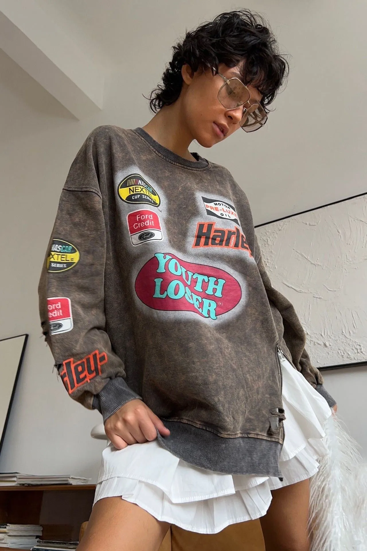 Casual Long-sleeved Distressed Sweater