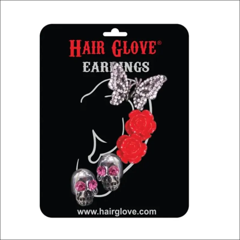 CHROME SKULL EARRING SET