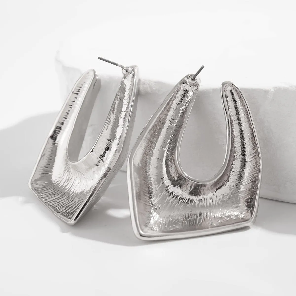 Chunky Irregular U Shaped Stud Earrings
