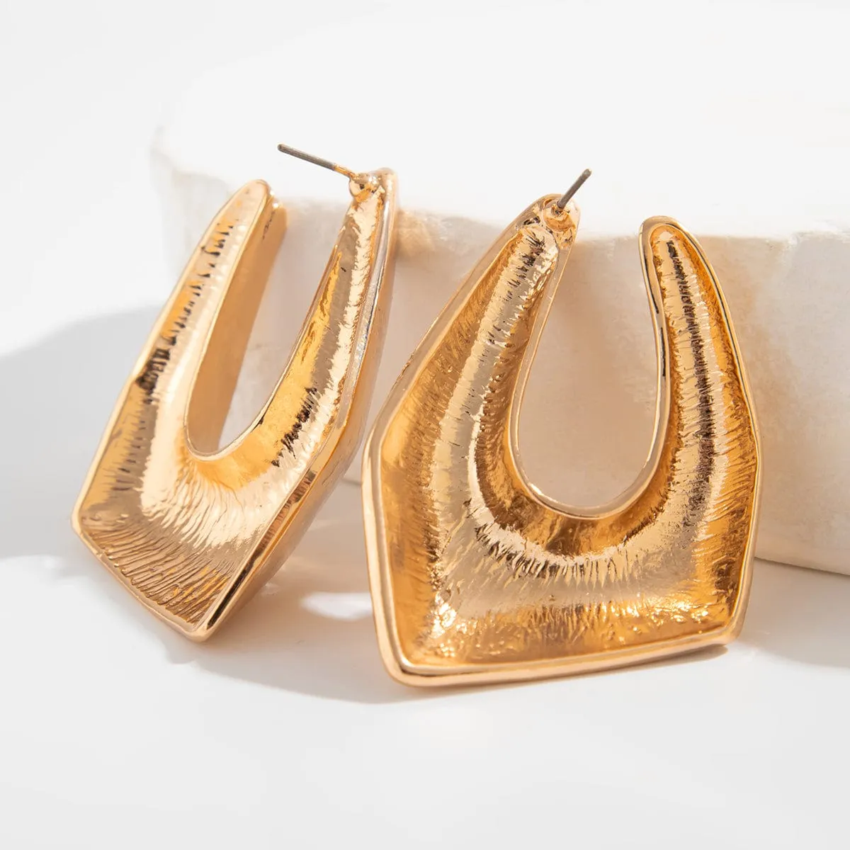 Chunky Irregular U Shaped Stud Earrings