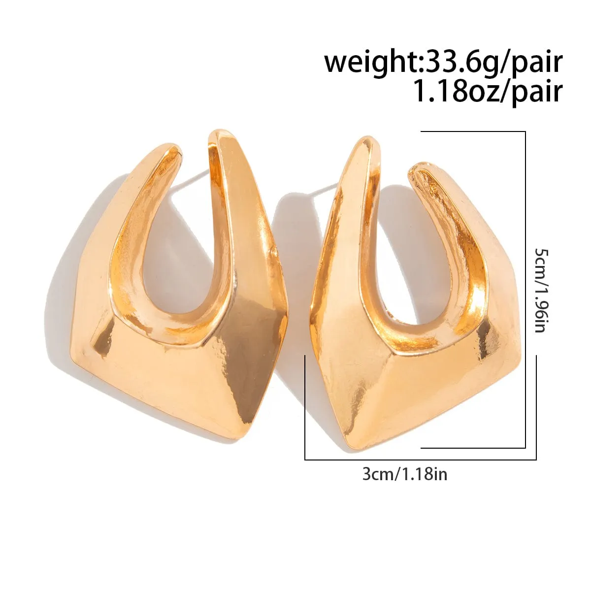 Chunky Irregular U Shaped Stud Earrings