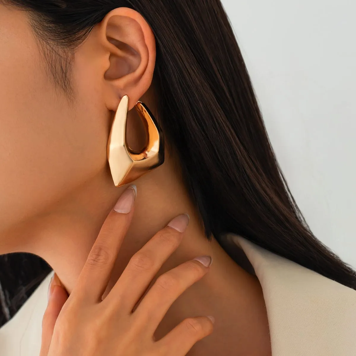 Chunky Irregular U Shaped Stud Earrings