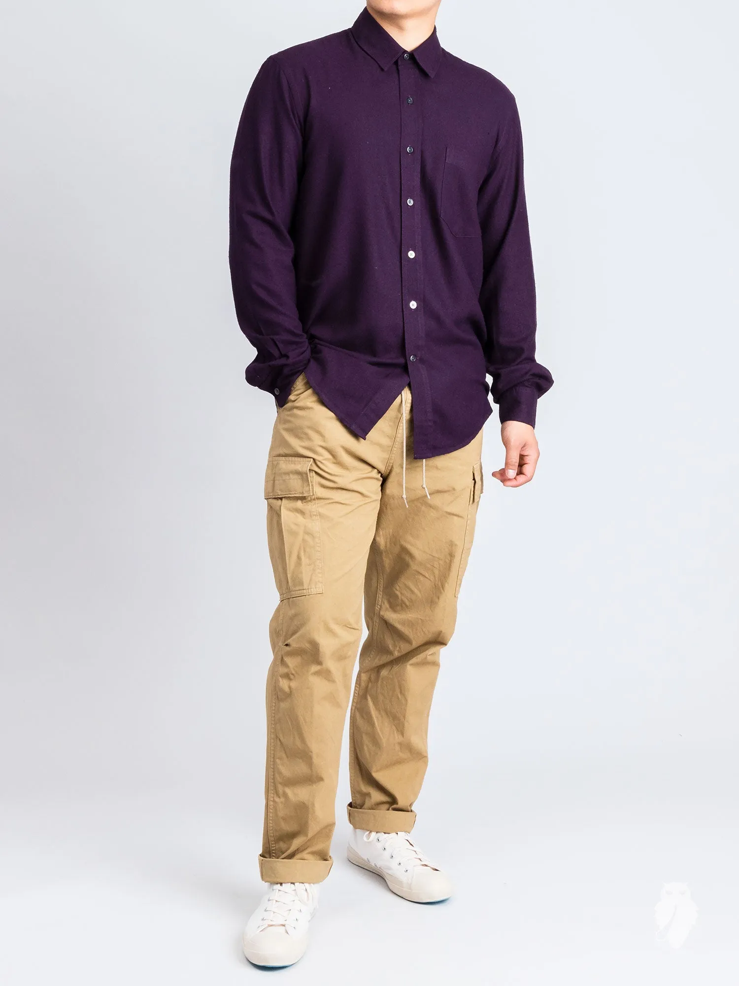 Classic Shirt in Plum Silk Noil