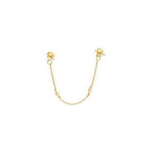 Colored CZ Cluster Double Chain Stud Earring