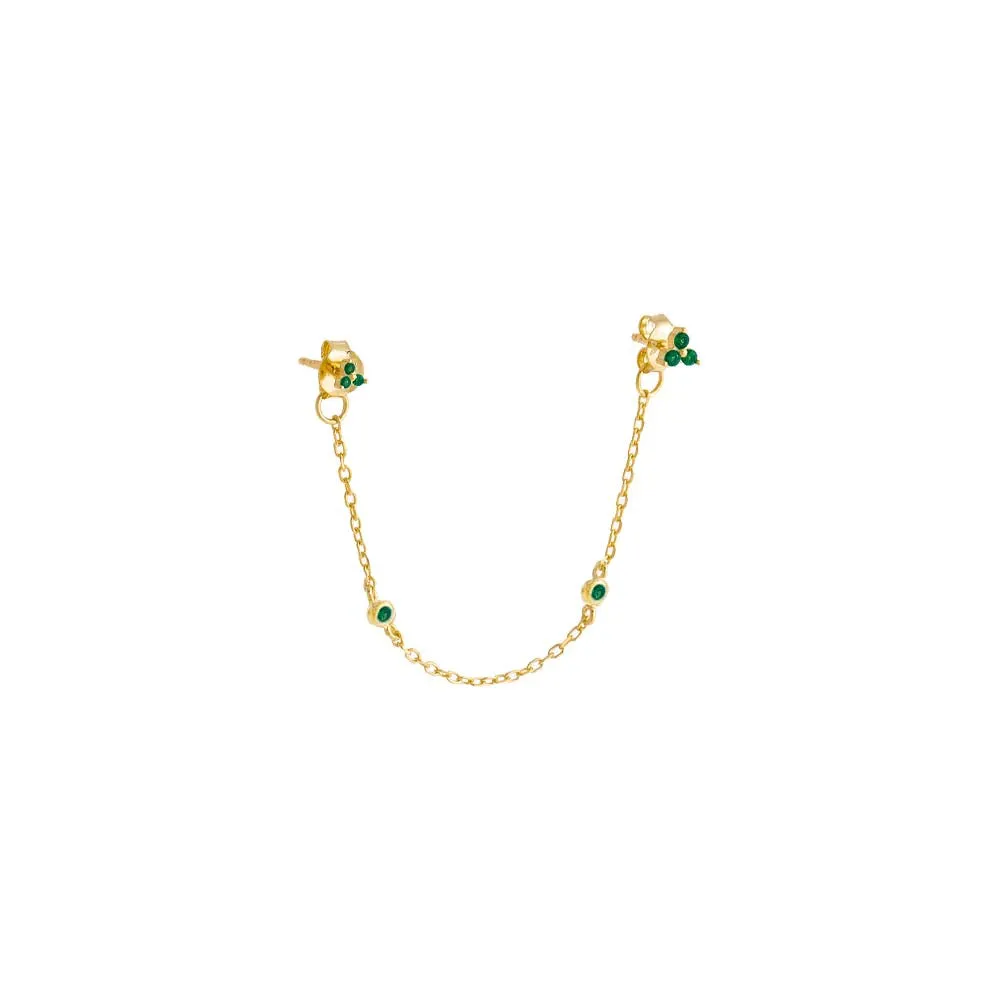 Colored CZ Cluster Double Chain Stud Earring