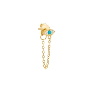 Colored Evil Eye Front Back Chain Stud Earring