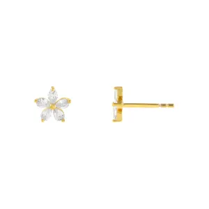 CZ 5 Petal Flower Stud Earring