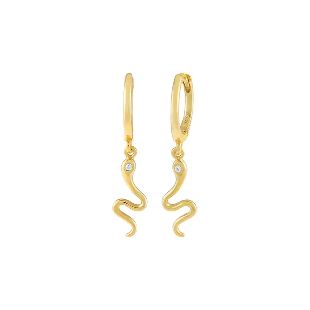 CZ Snake Drop Huggie Earring