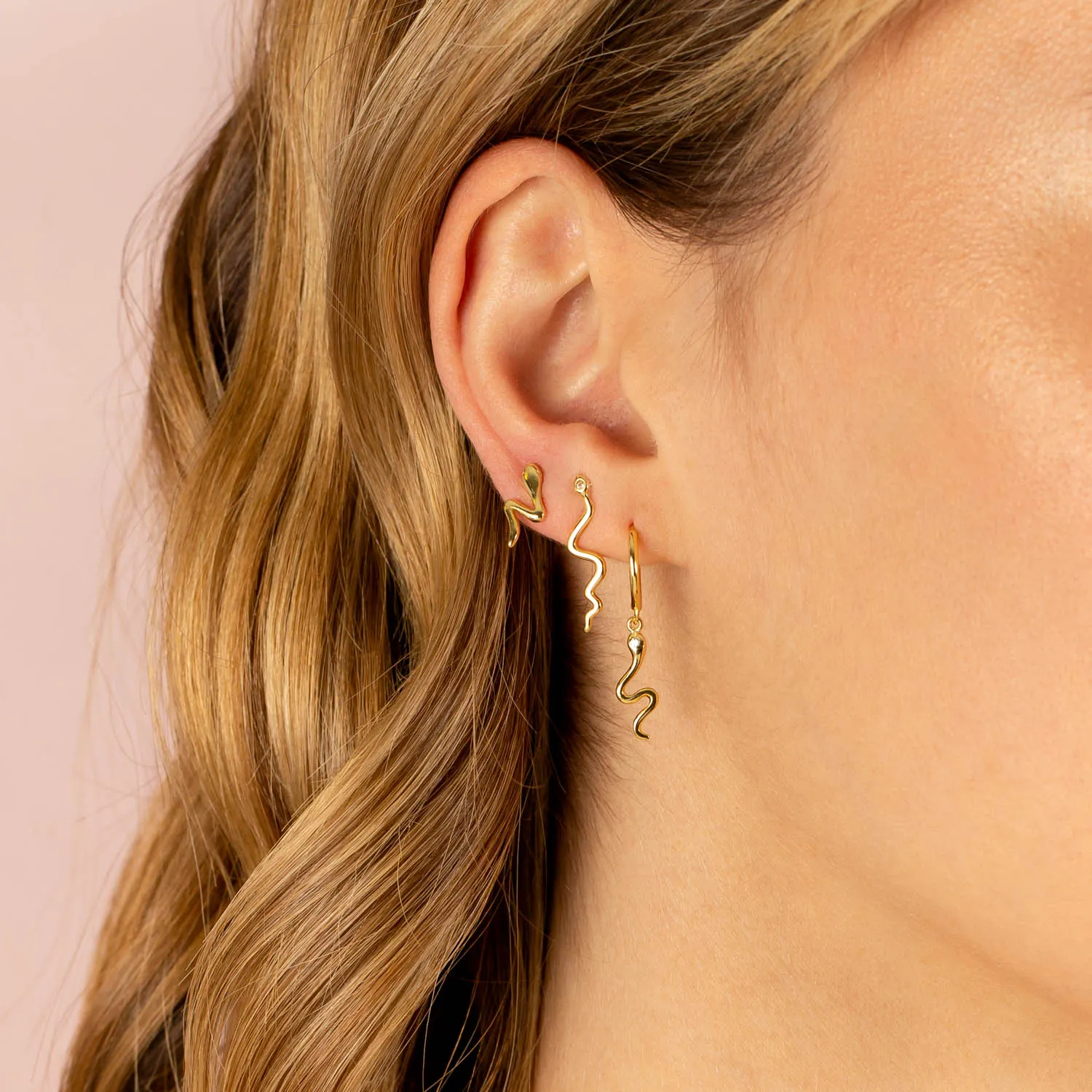 CZ Snake Drop Huggie Earring
