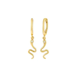 CZ Snake Drop Huggie Earring