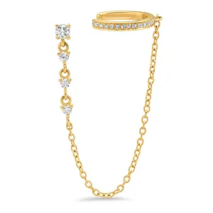 CZ Stud Chain X Pavé Ear Cuff