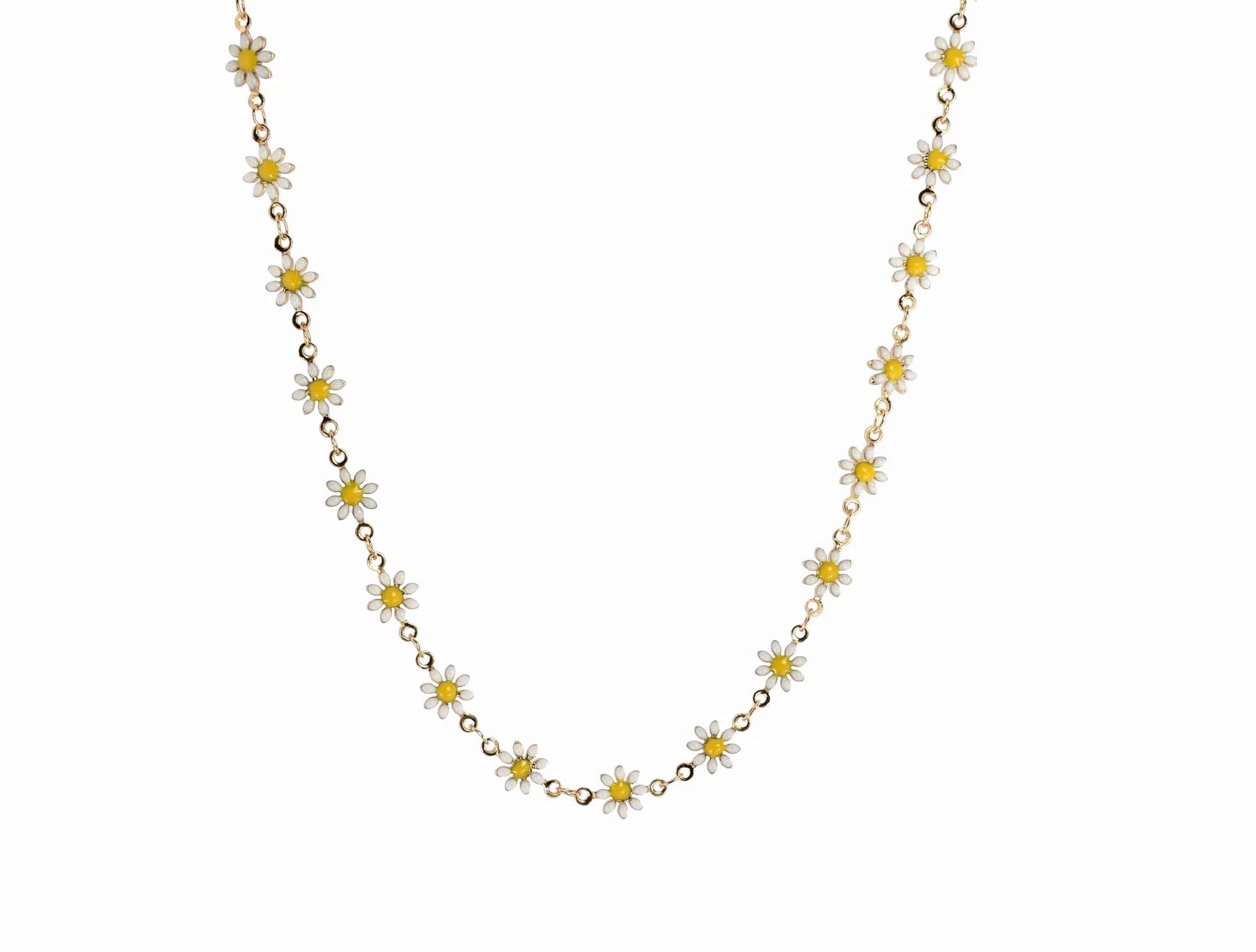 Daisy Enamel Gold Plated Flower Chain Necklace
