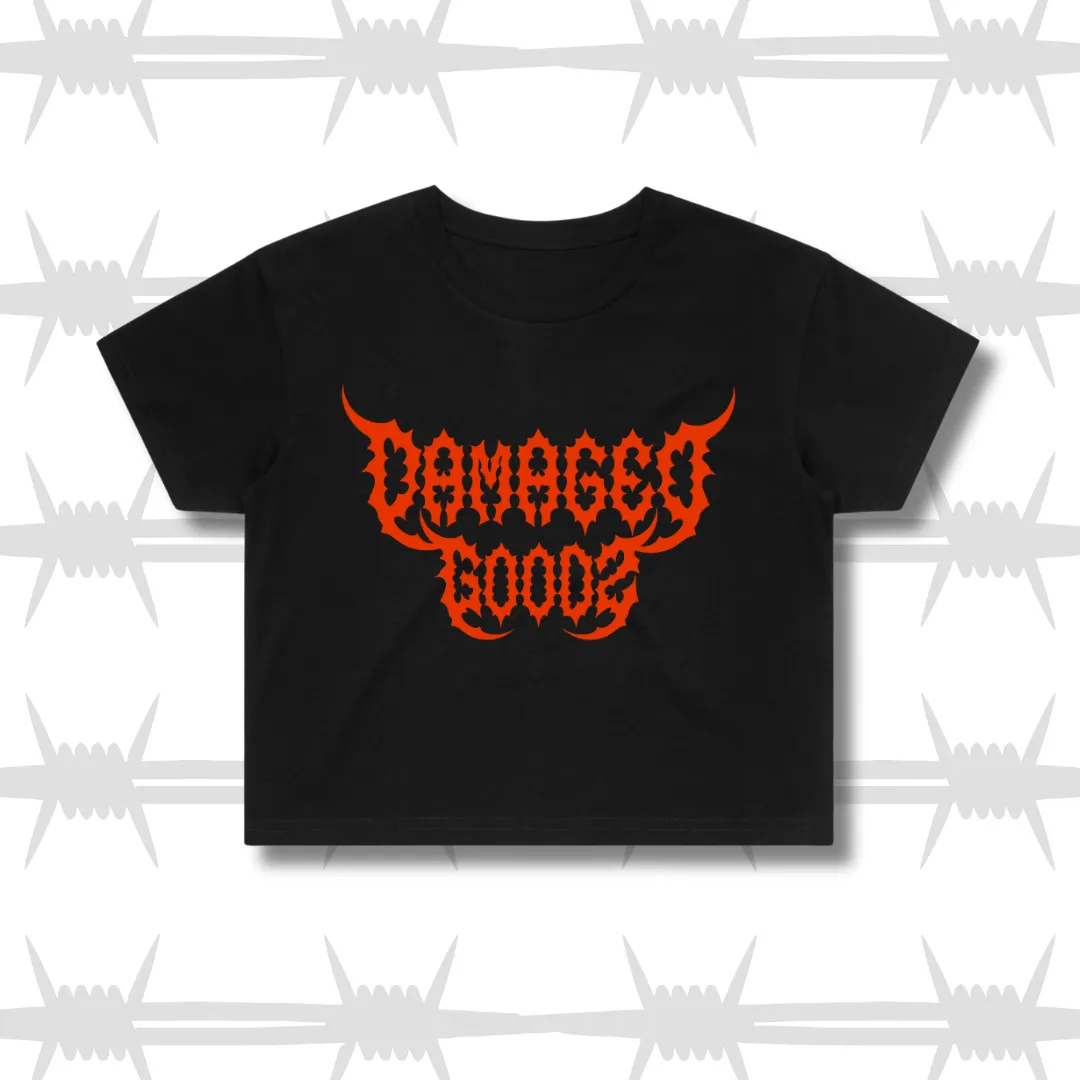 Damaged Goods Crop Tee - Black
