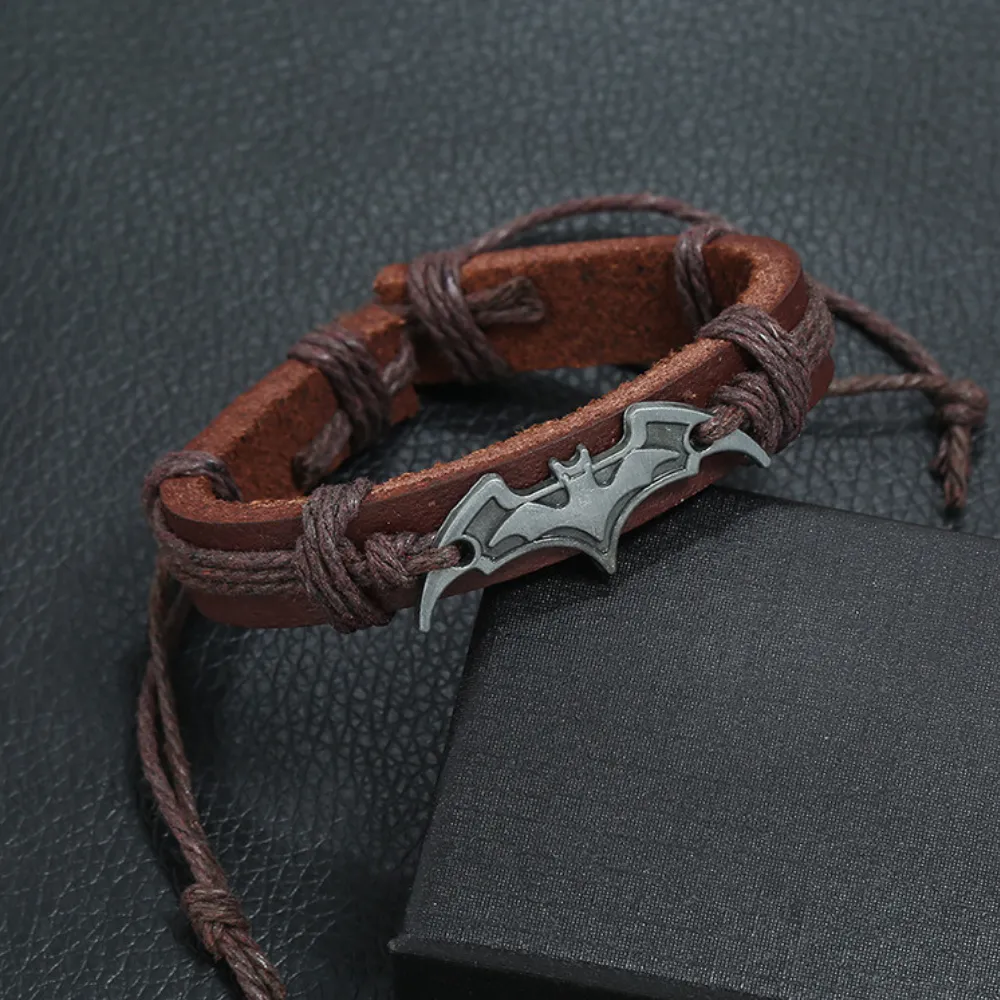Dark Bat Leather Bracelet