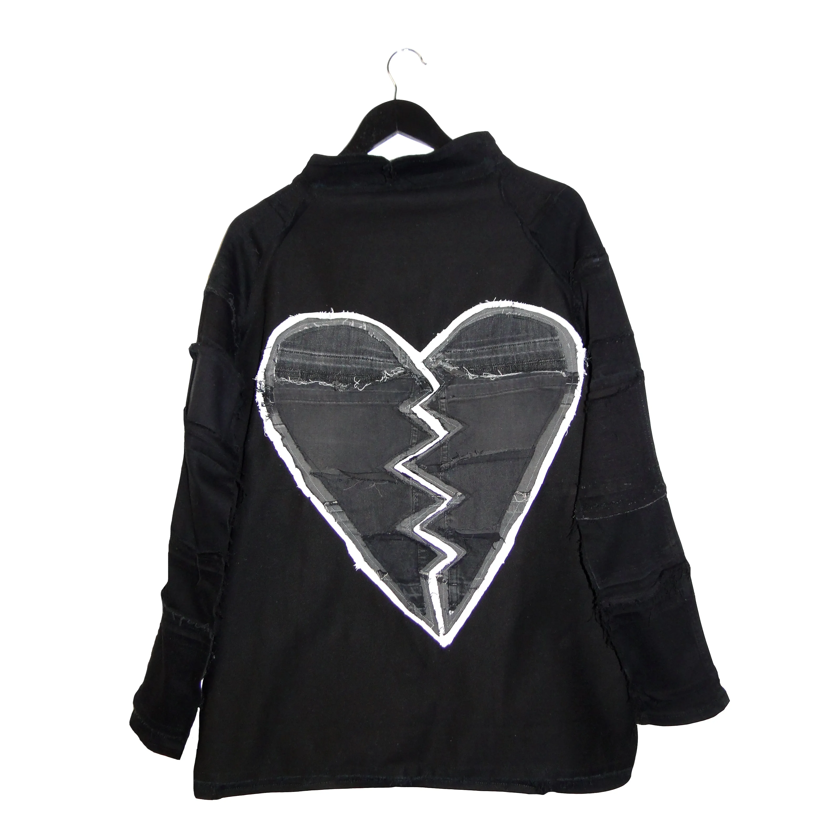Demolition Lovers - Upcycled Denim Jacket with Broken Heart Back Patch