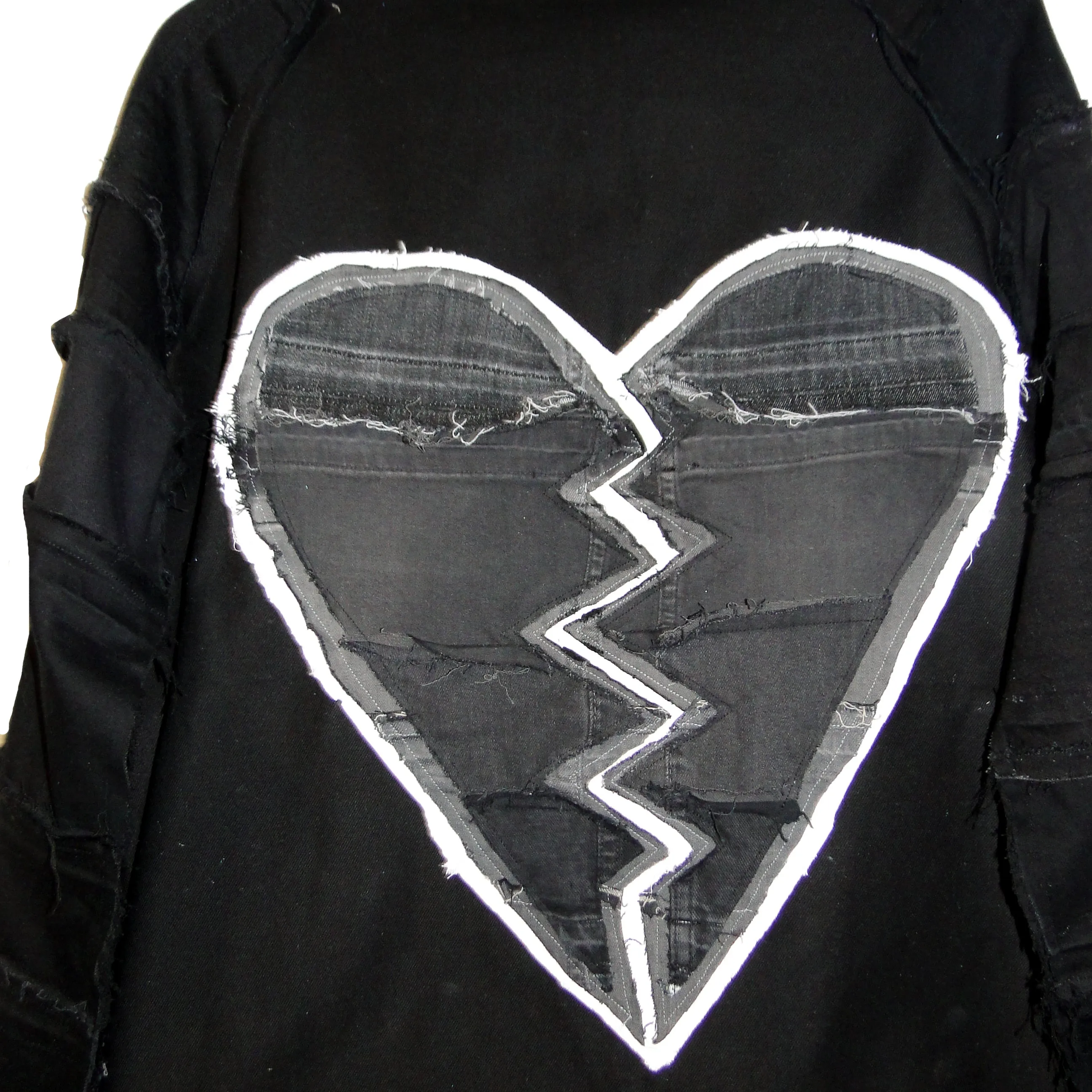 Demolition Lovers - Upcycled Denim Jacket with Broken Heart Back Patch