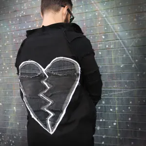 Demolition Lovers - Upcycled Denim Jacket with Broken Heart Back Patch
